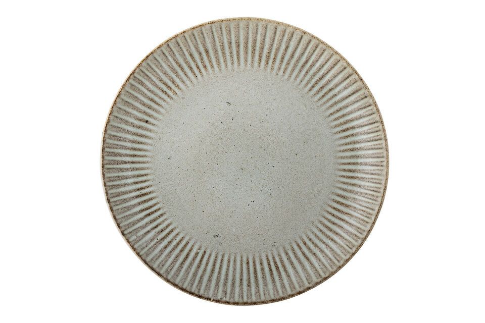 Fleur natural stoneware plate Bloomingville