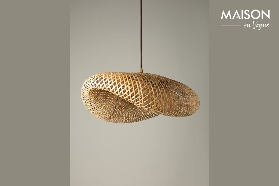 Bamboo hanging lamp for soft, natural light.