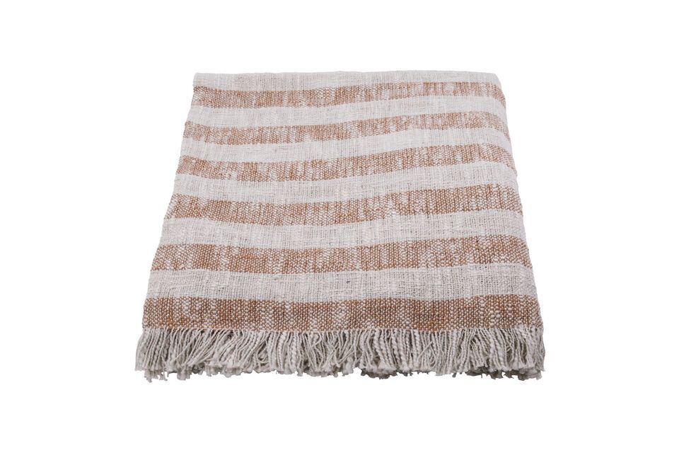 Fold blanket in white and brown cotton House Doctor