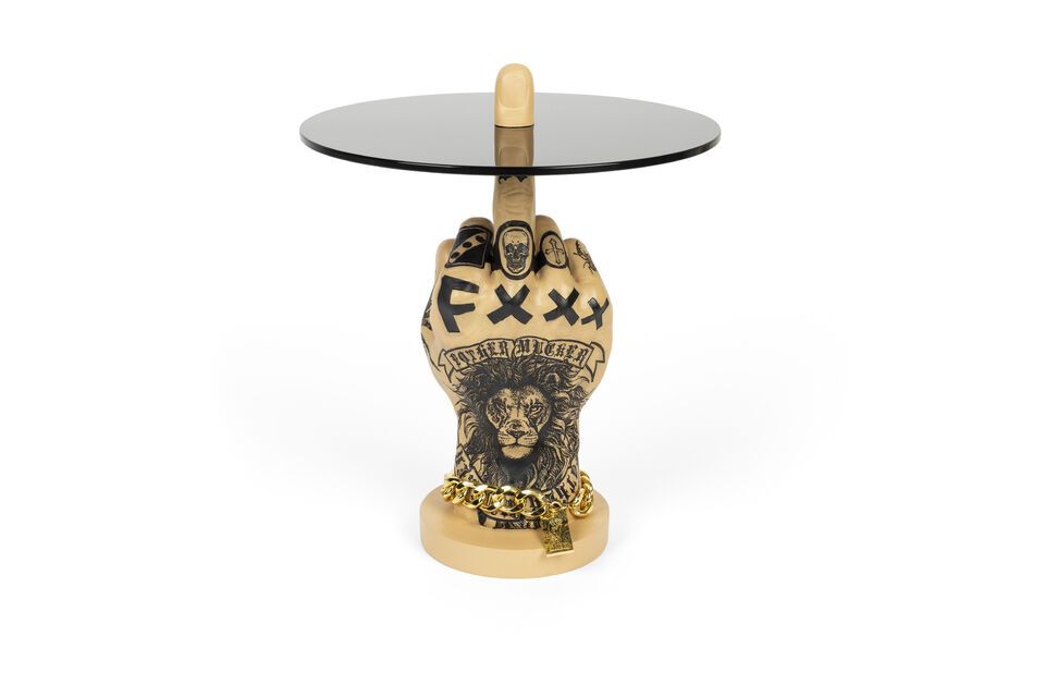 Fother Mucker Lion beige resin side table Bold Monkey