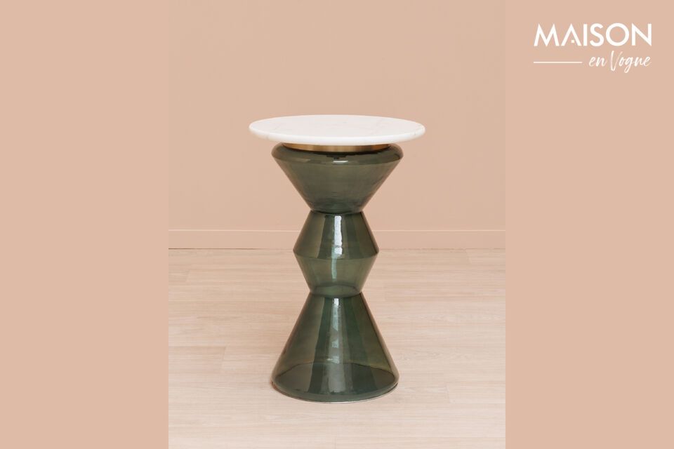 Gaya white and green marble side table Chehoma