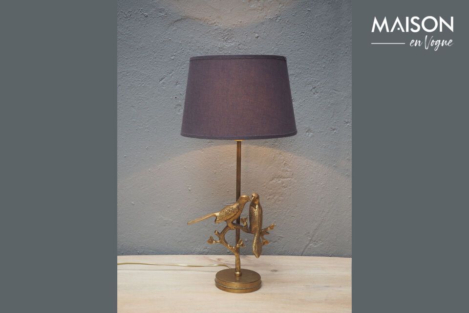 Gold brass table lamp Birds Chehoma