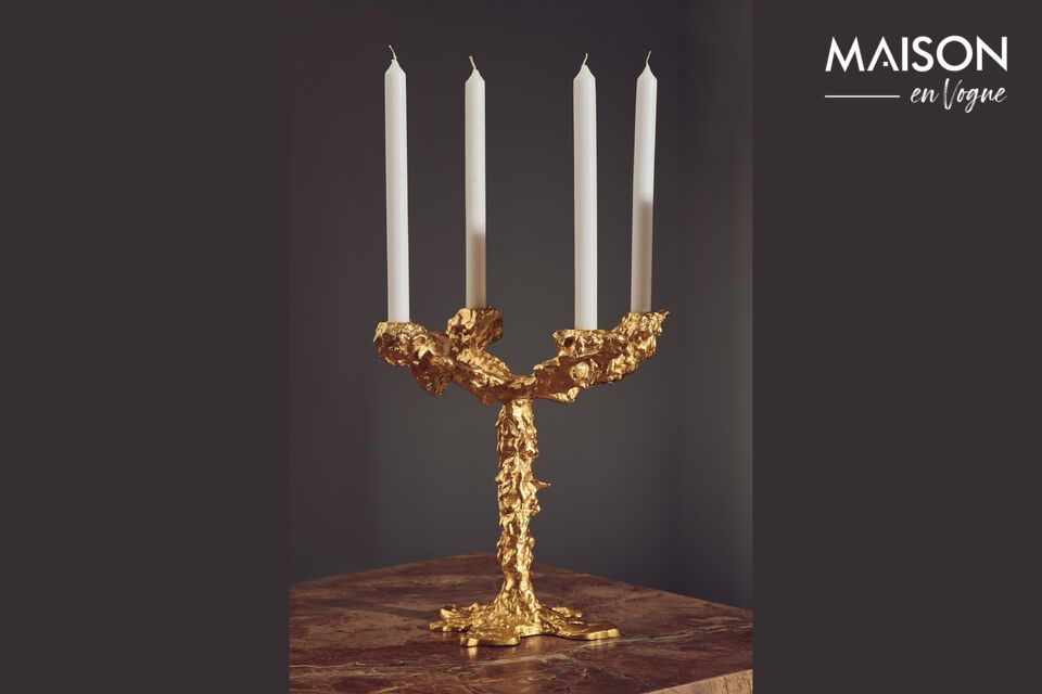 Golden Drip candleholder in recycled aluminum Pols Potten