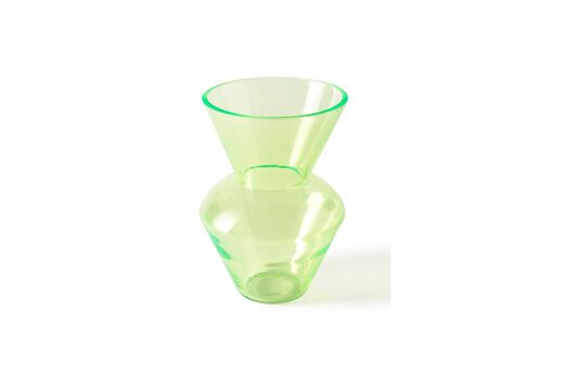 Green glass vase Fat Neck Clipped