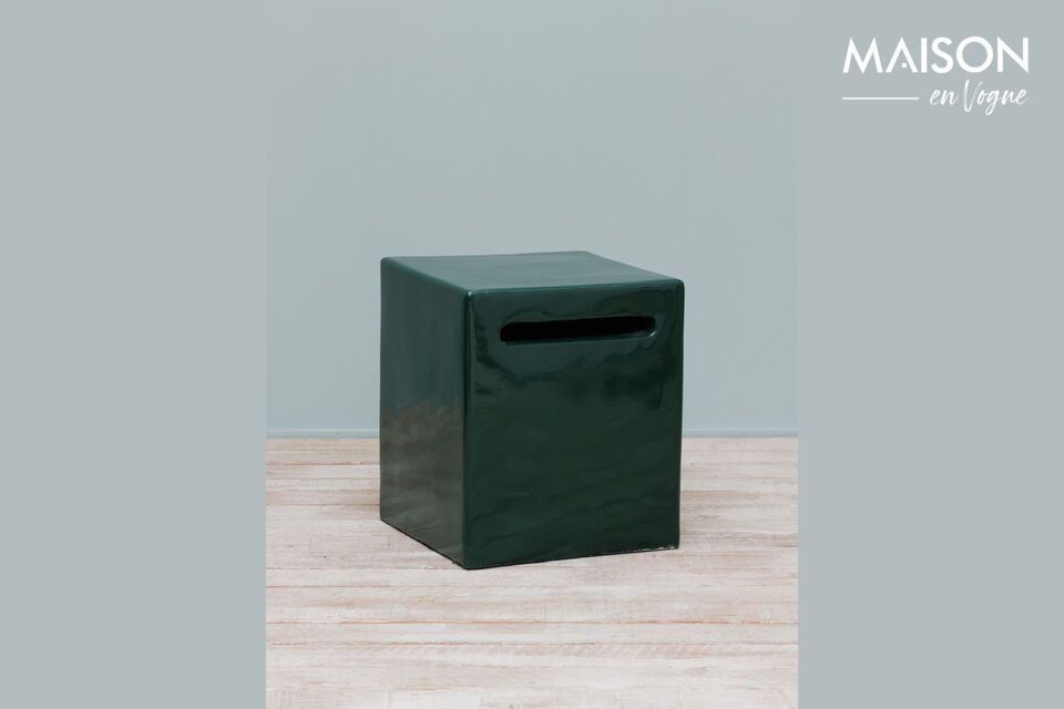 Green lacquered cement stool Chehoma