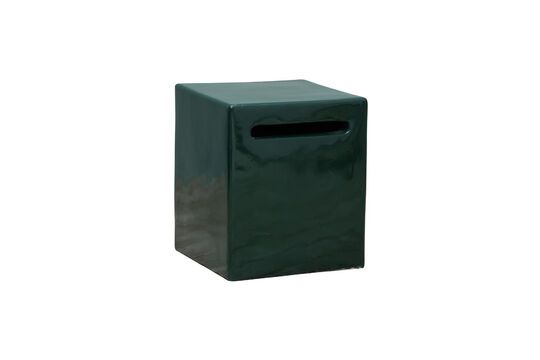 Green lacquered cement stool Clipped