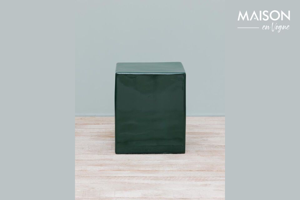 Transform your space with our Cement Stool lacquered in an elegant shade of green