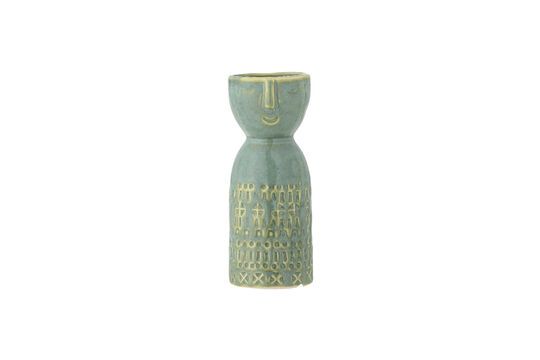 Green stoneware vase H14,5 Embla Clipped