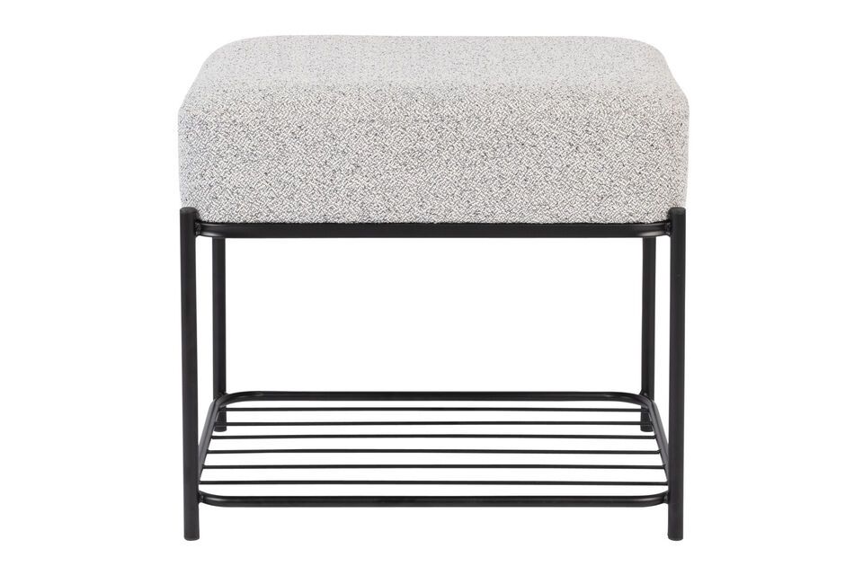 Grey fabric rectangular stool Milou White Label