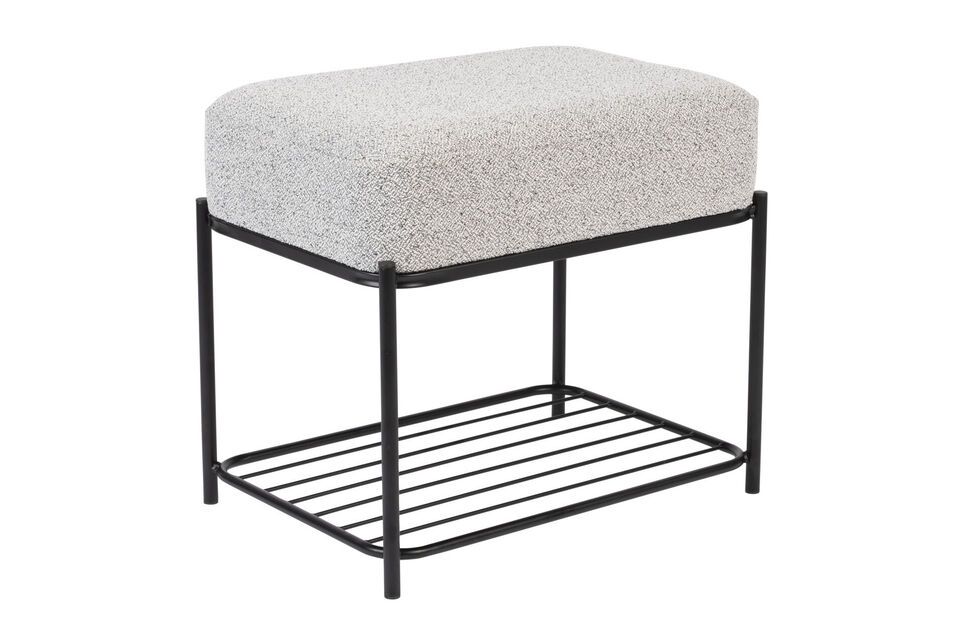 Grey fabric rectangular stool Milou - 3