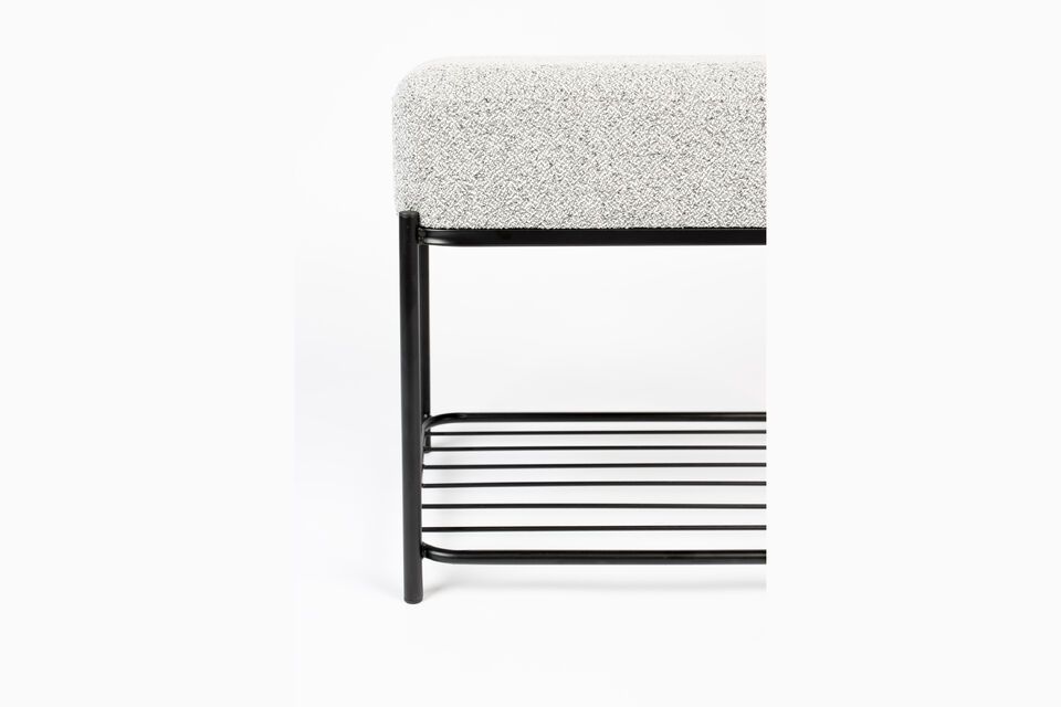 Grey fabric rectangular stool Milou - 5