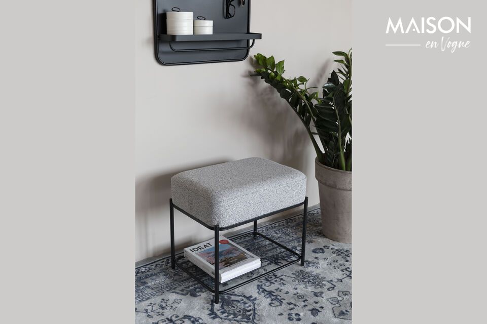 Grey fabric rectangular stool Milou - 2