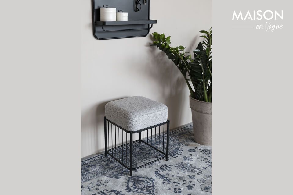 Grey fabric stool Milou White Label