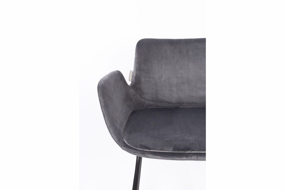 Grey velvet counter chair Brit - 9