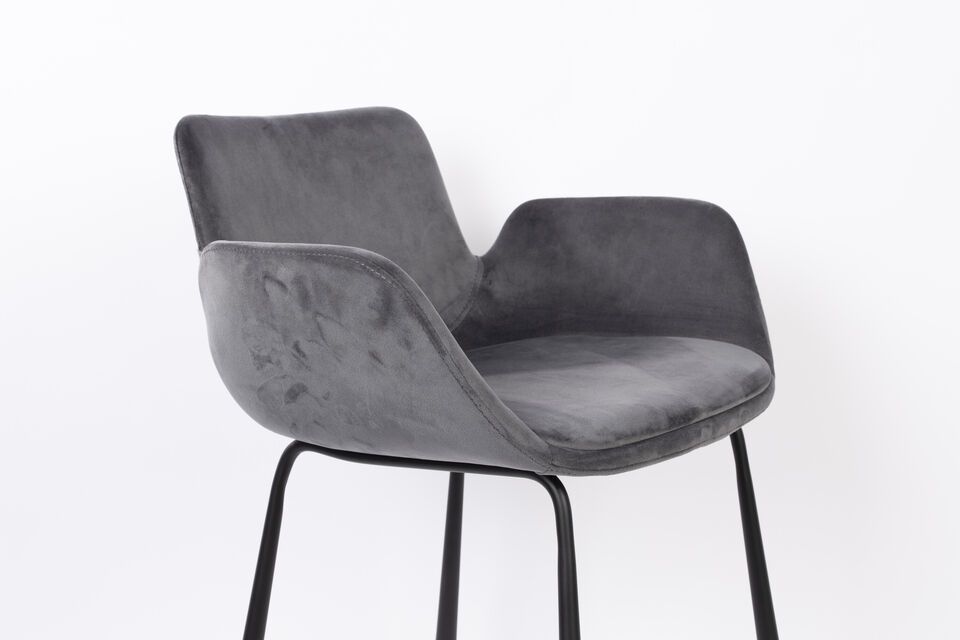 Grey velvet counter chair Brit - 10