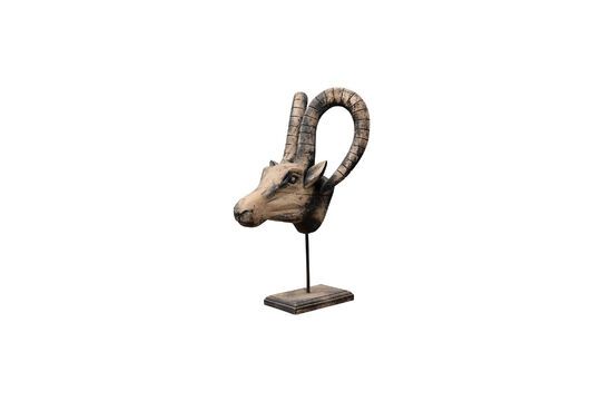 Grey wooden ram figurine Black Clipped