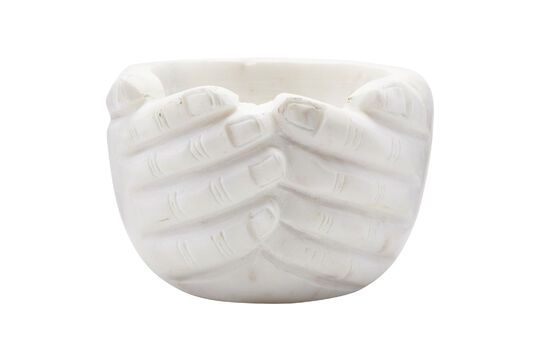 Hands white marble bowl