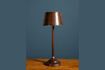 Miniature Havana brown leather table lamp 1