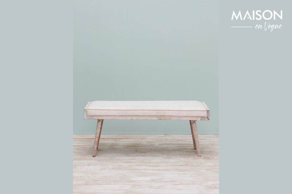 An elegant acacia bench for refined interiors.