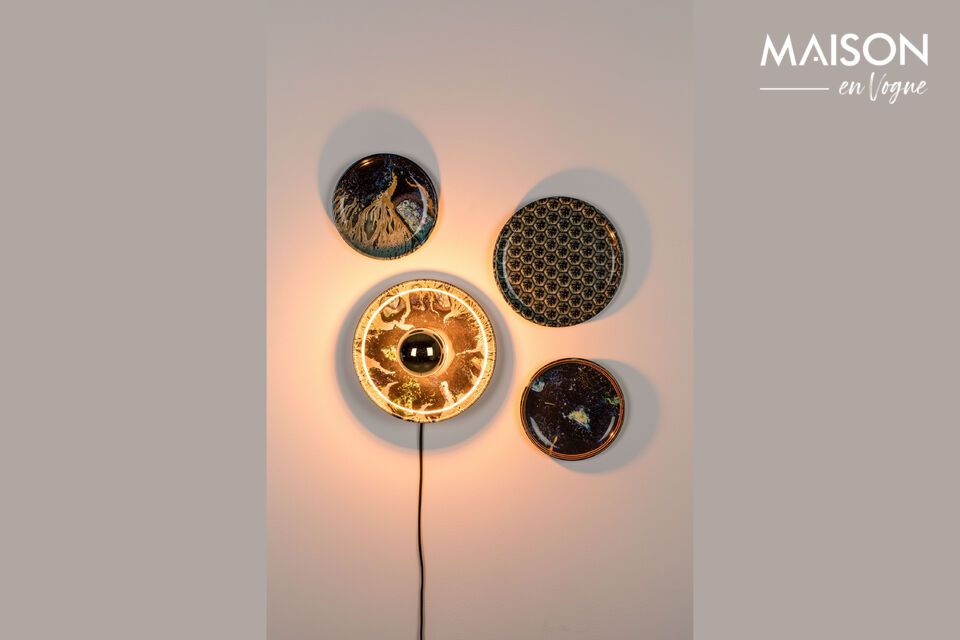 Hexagon wall lamp in multicolored iron Bold Monkey