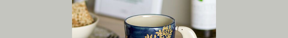 Material Details Hezha blue stoneware mug