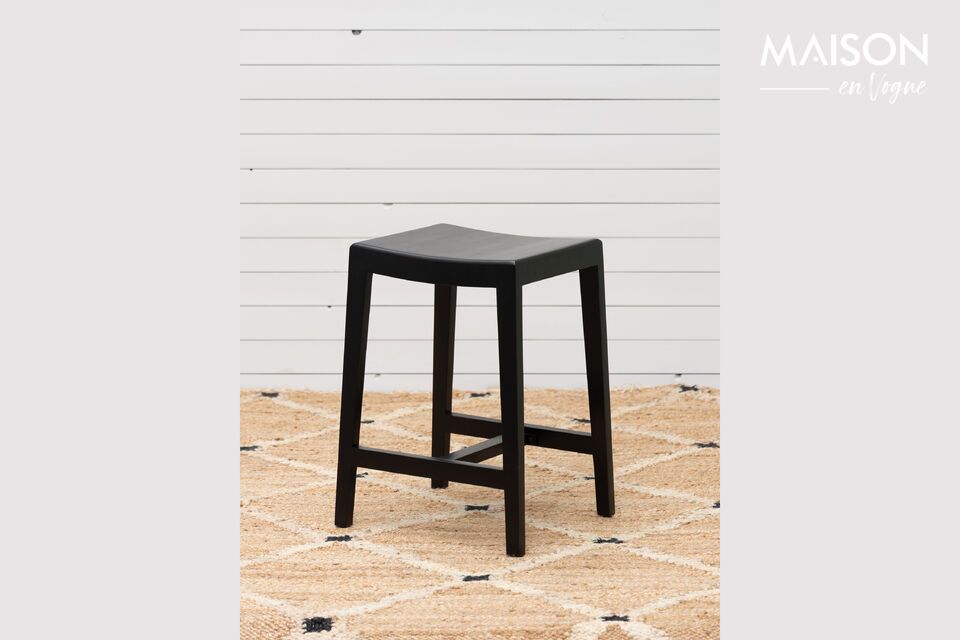 Hiro black wooden stool Chehoma