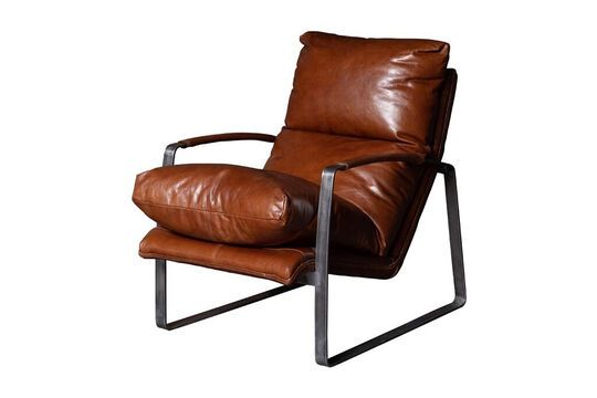 Homy brown leather armchair Clipped