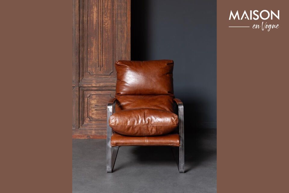 Comfort and elegance with our brown leather armchair.