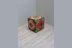 Miniature Indian multicolored wool pouffe 1