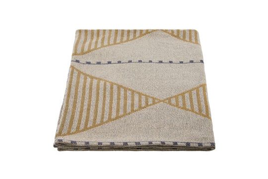 Jaipu white and yellow cotton throw Clipped