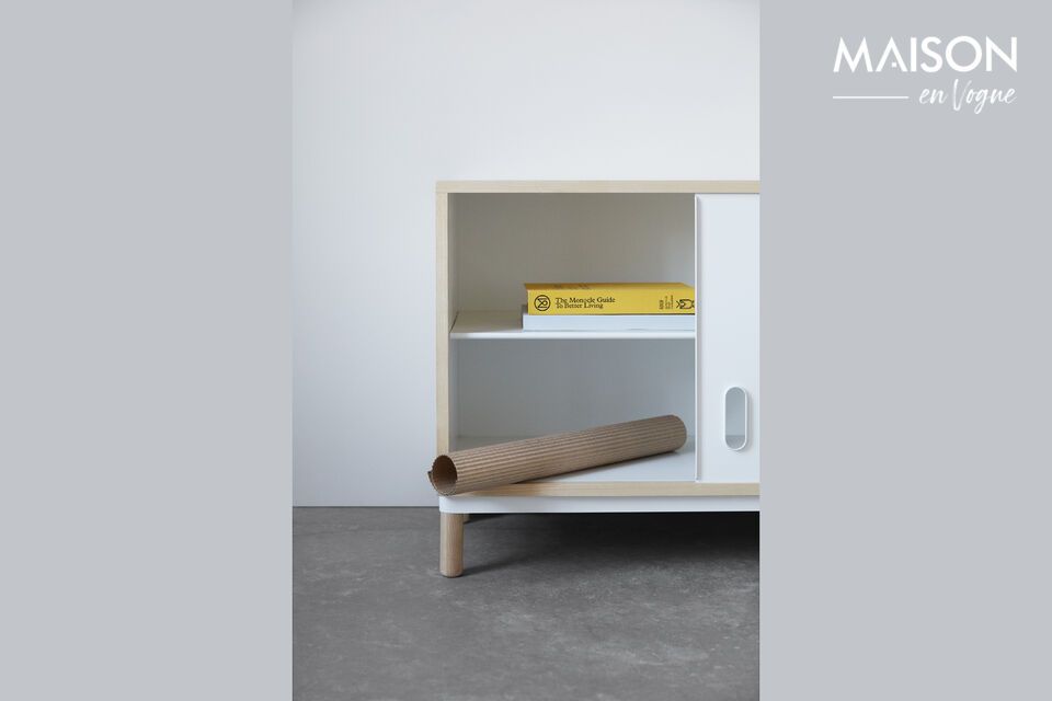 Kabino sideboard, ash and white metal, urban design and harmony