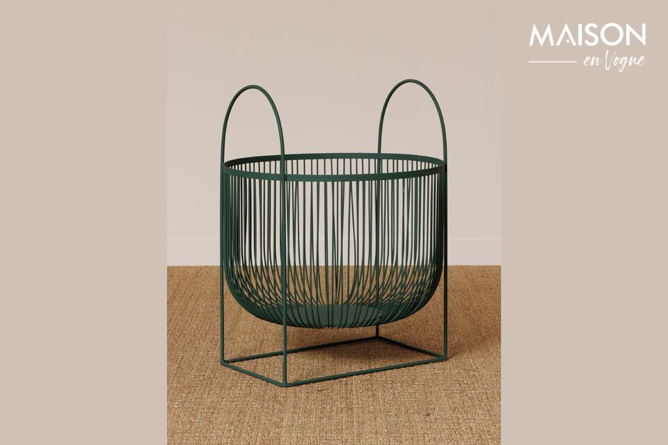 Elegant, durable green metal basket for any interior