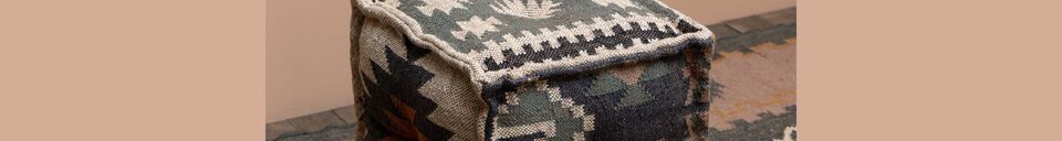 Material Details Kilim grey wool pouffe