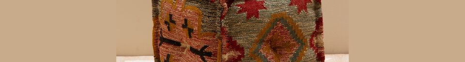 Material Details Kilim multicolored wool pouffe