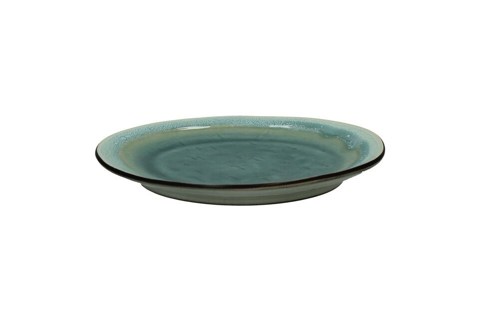 Kimo turquoise stoneware dessert plate Pomax