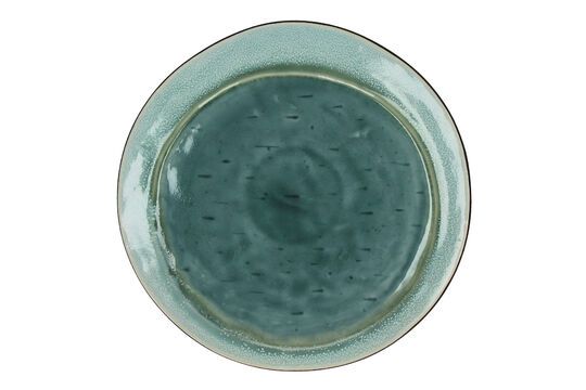 Kimo turquoise stoneware dinner plate Clipped