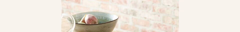 Material Details Kimo turquoise stoneware salad bowl