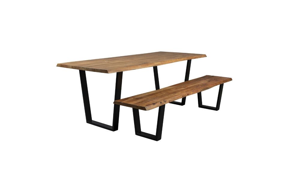 Large brown wooden bench Aka - 6