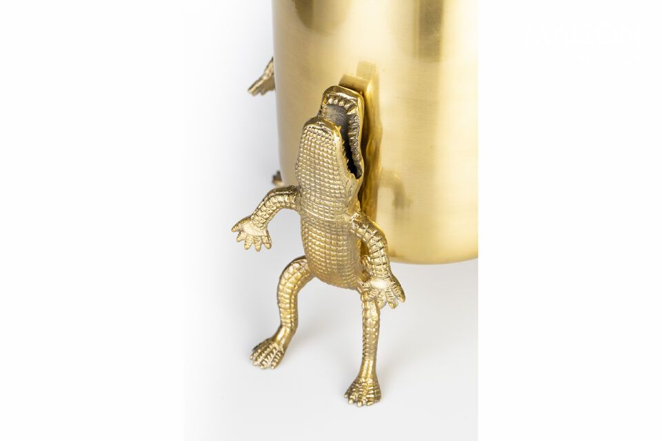 Large gold-plated recycled aluminum planter Crocodiles - 4