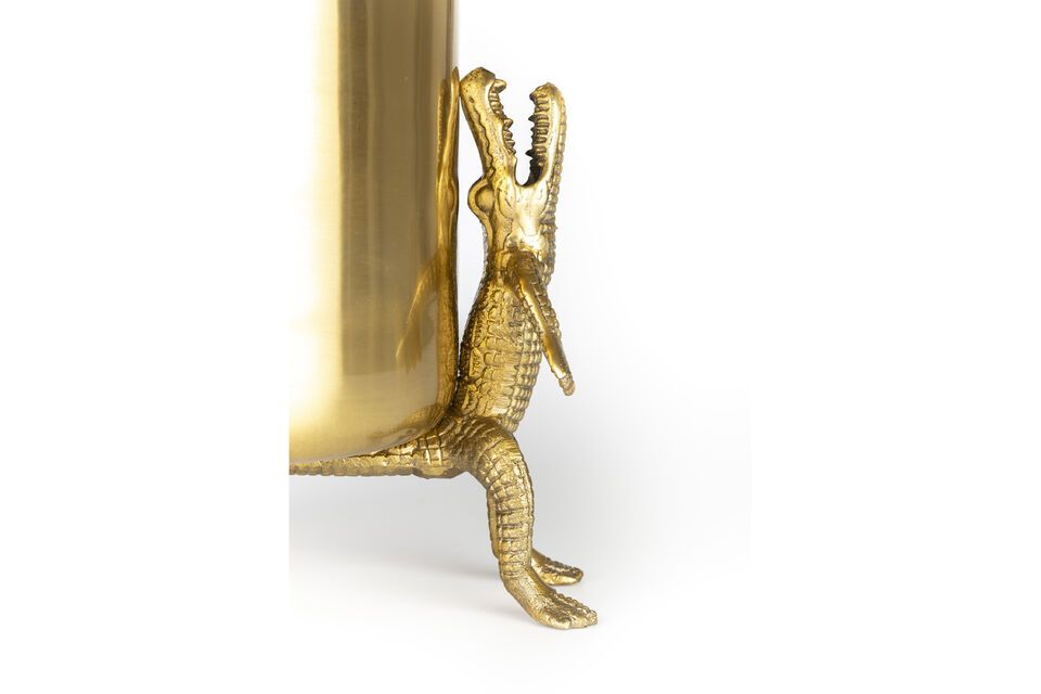 Large gold-plated recycled aluminum planter Crocodiles - 6