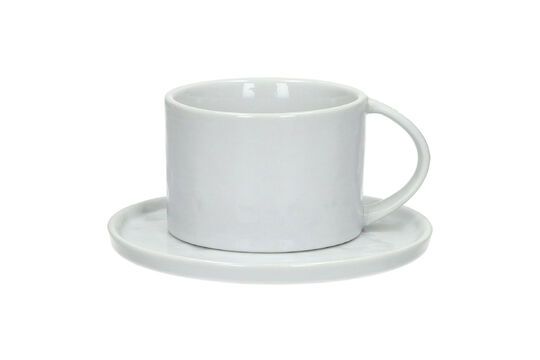 Large white porcelain cup and saucer Porcelino White Clipped