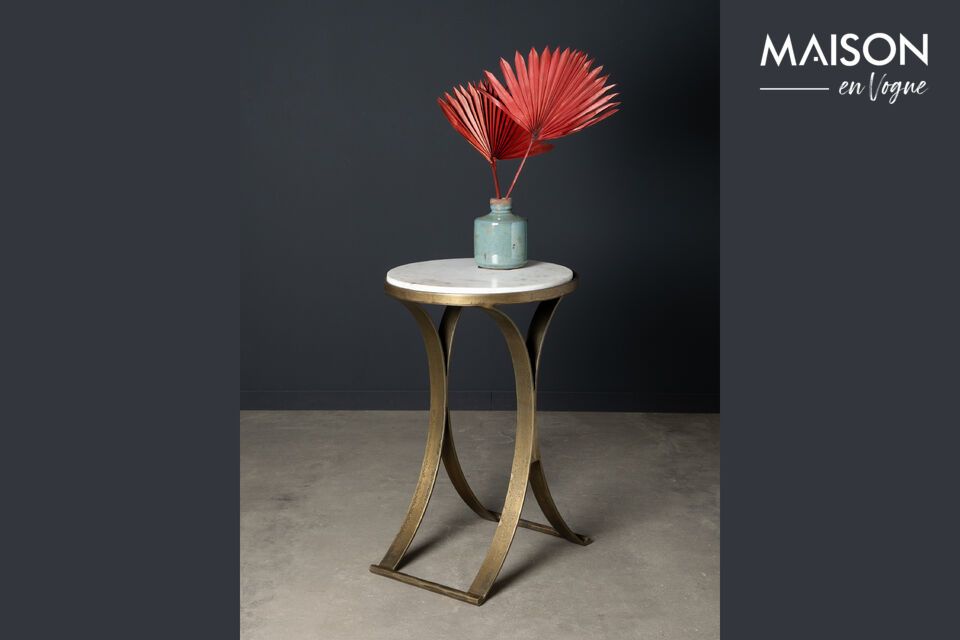 Enhance your space with the elegant, white marble side table.