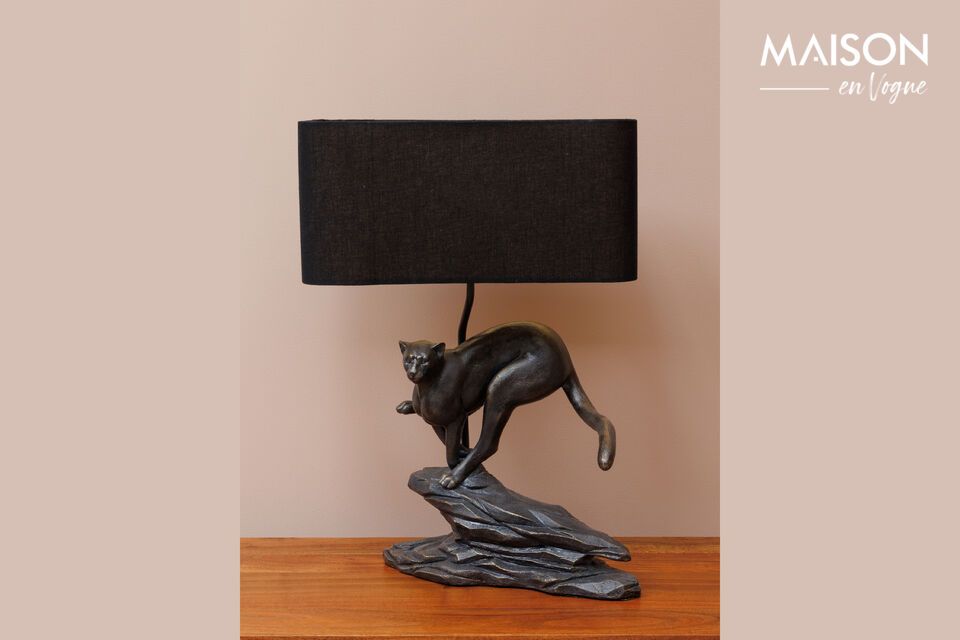 Leopard black resin table lamp Chehoma