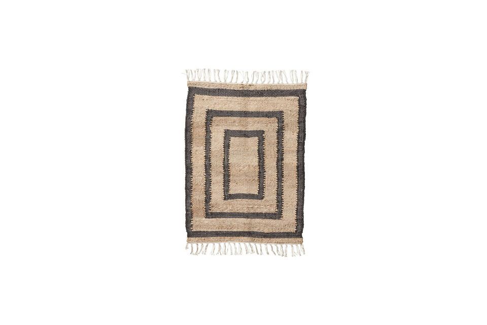 Light and black jute rug 90x60 cm Leah House Doctor