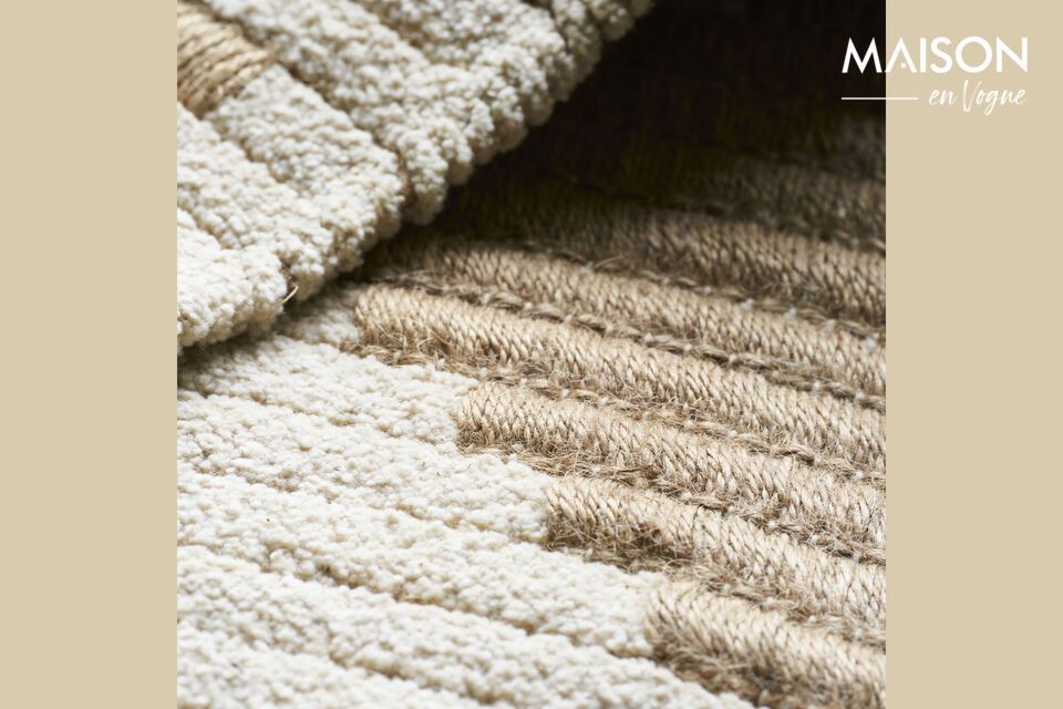 Add texture and elegance with our natural jute and cotton rug.