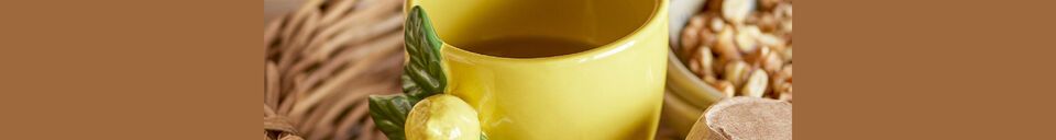 Material Details Limone yellow stoneware mug