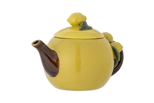 Limone yellow stoneware teapot Clipped