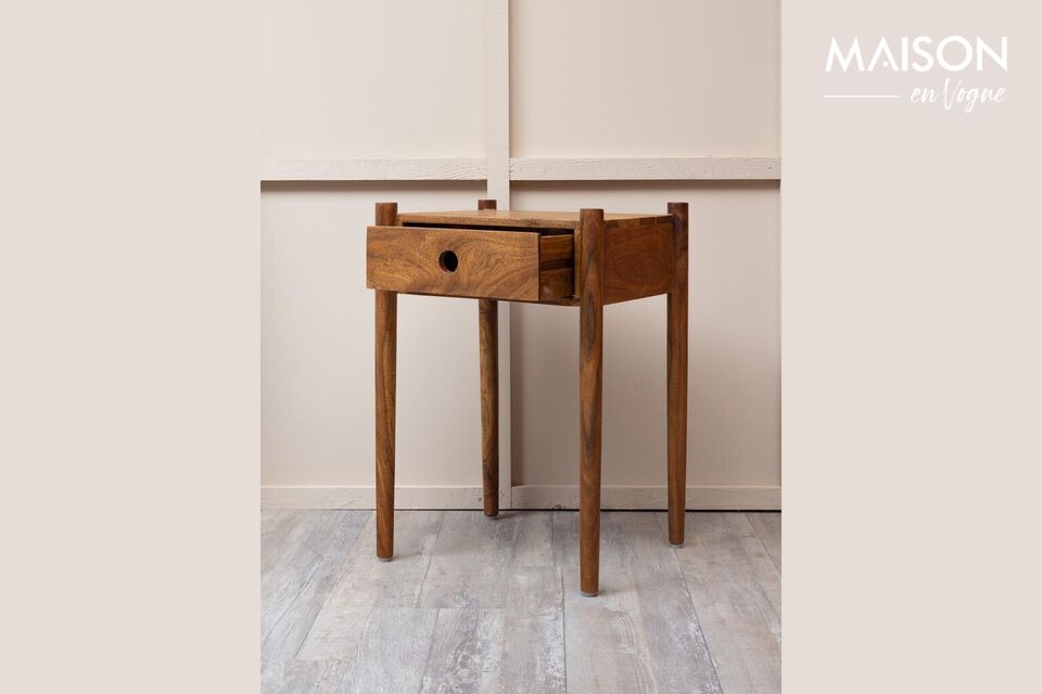 Discover timeless elegance with our dark brown mango bedside table