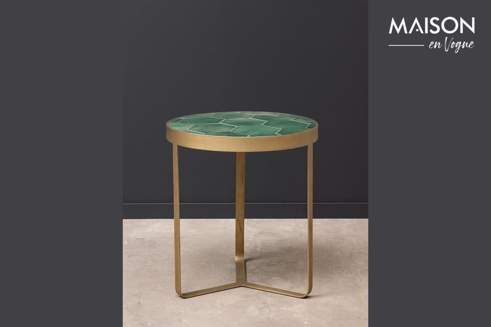 Lisboa green and gold ceramic side table Chehoma