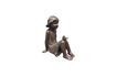 Miniature Little girl figurine in copper resin L'Oiseau 1